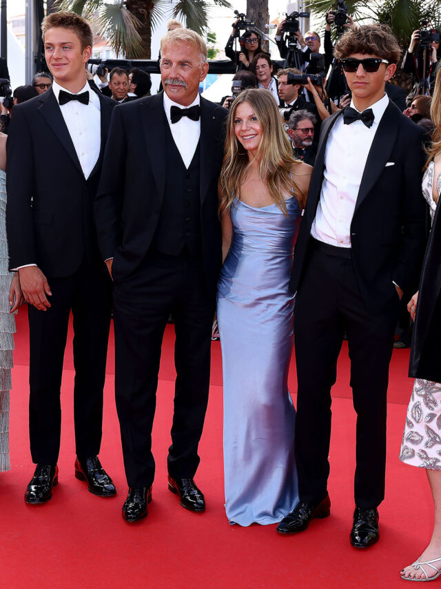 Kevin Costner takes five of his seven children to Cannes in rare appearance